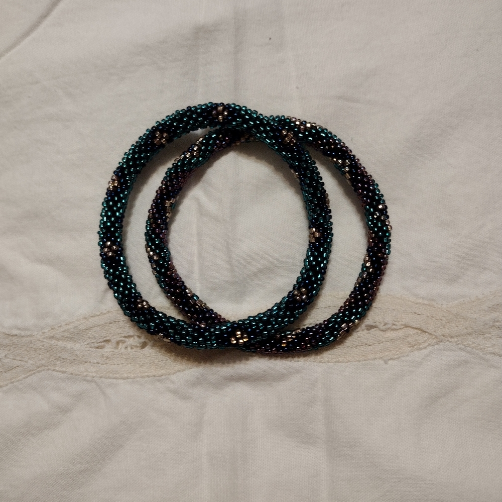 Roll on beaded bracelets.
